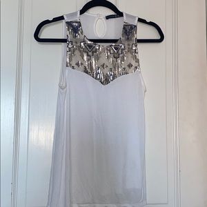 Atmosphere White Tank Top with Sequin Design